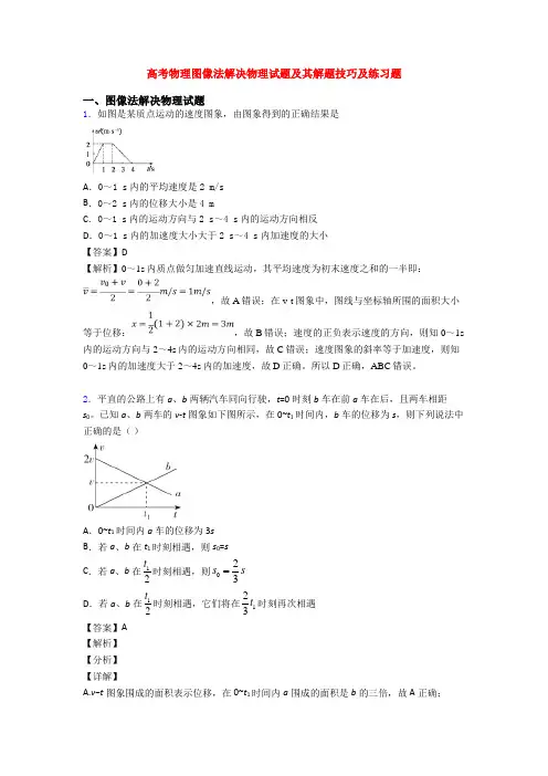 高考物理图像法解决物理试题及其解题技巧及练习题