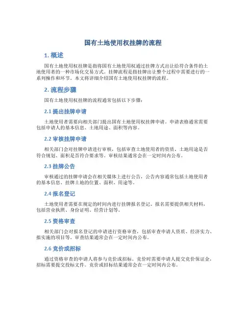 国有土地使用权挂牌的流程