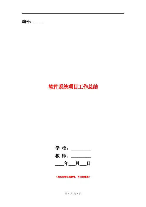 软件系统项目工作总结【新版】