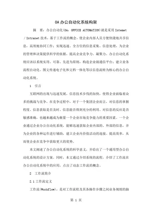 OA办公自动化系统构架-5页文档资料