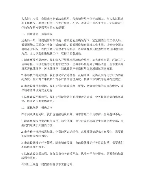 城管工作领导发言稿