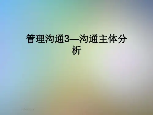 管理沟通3—沟通主体分析