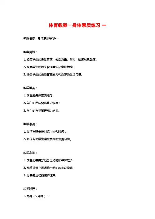 体育教案-身体素质练习 一