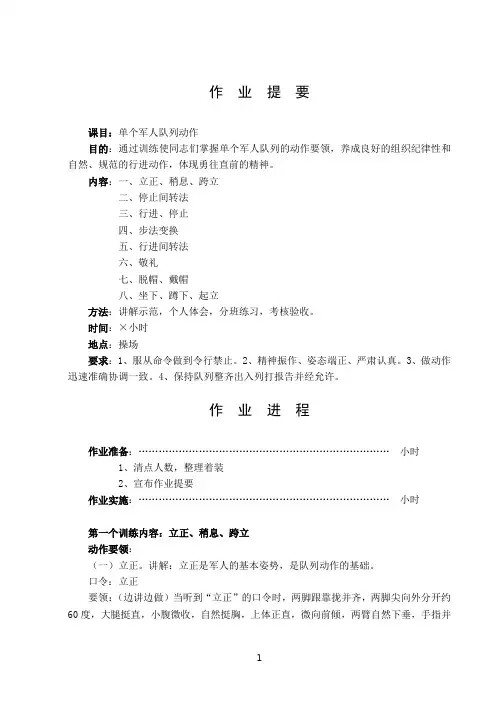 单个军人队列动作
