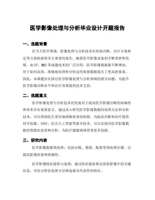 医学影像处理与分析毕业设计开题报告