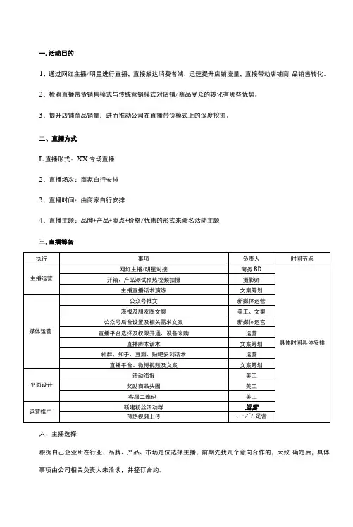 抖音电商网红直播带货活动策划及执行方案范本