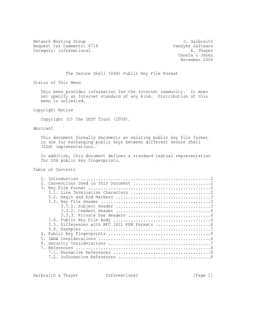 rfc4716.The Secure Shell (SSH) Public Key File Format