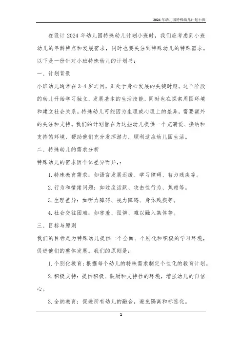 2024年幼儿园特殊幼儿计划小班