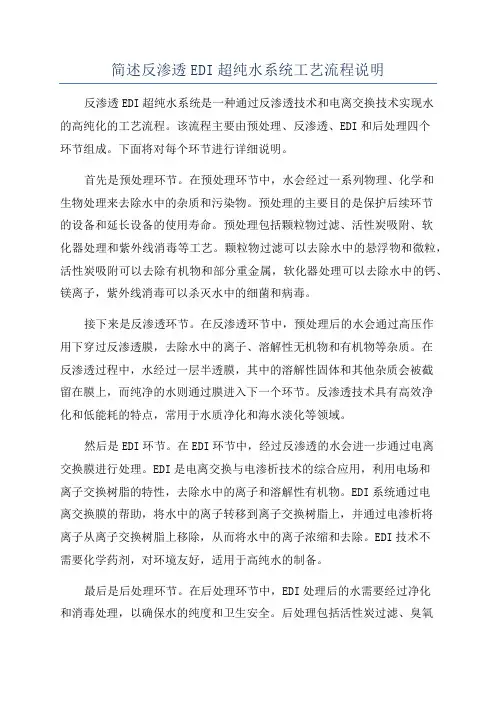 简述反渗透EDI超纯水系统工艺流程说明