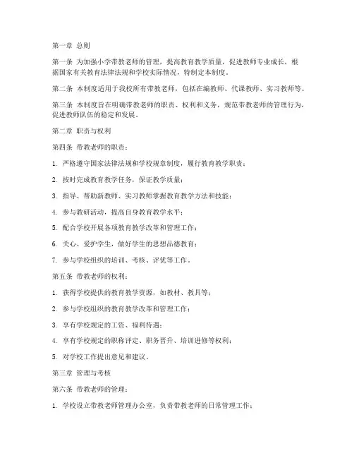 小学带教老师管理制度