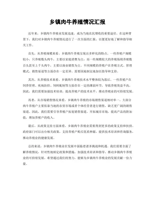 乡镇肉牛养殖情况汇报