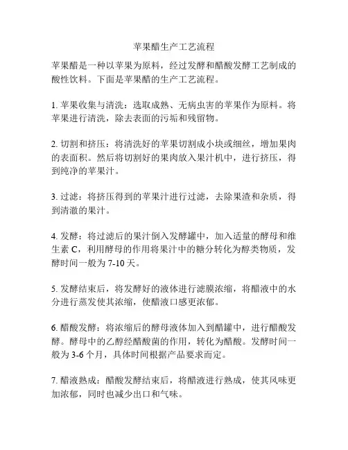 苹果醋生产工艺流程