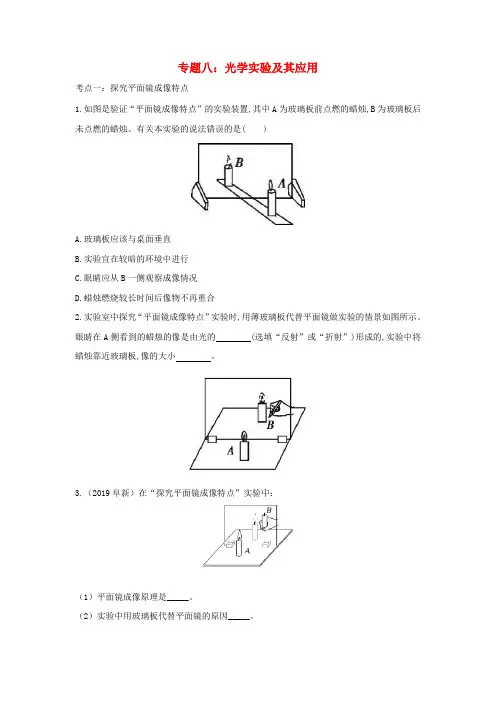 中考物理专题八光学实验及其应用试题(附答案)