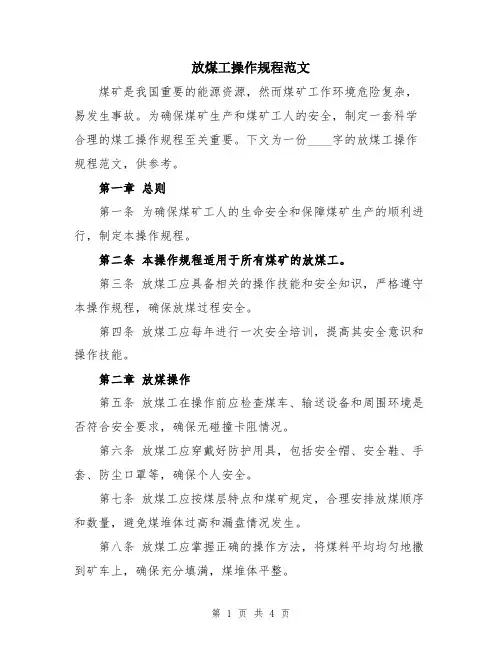 放煤工操作规程范文