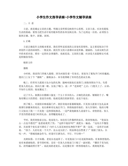 小学生作文指导讲座-小学作文辅导讲座