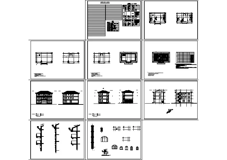 广西壮族自治区柳州市三层砖混结构别墅楼建筑施工图