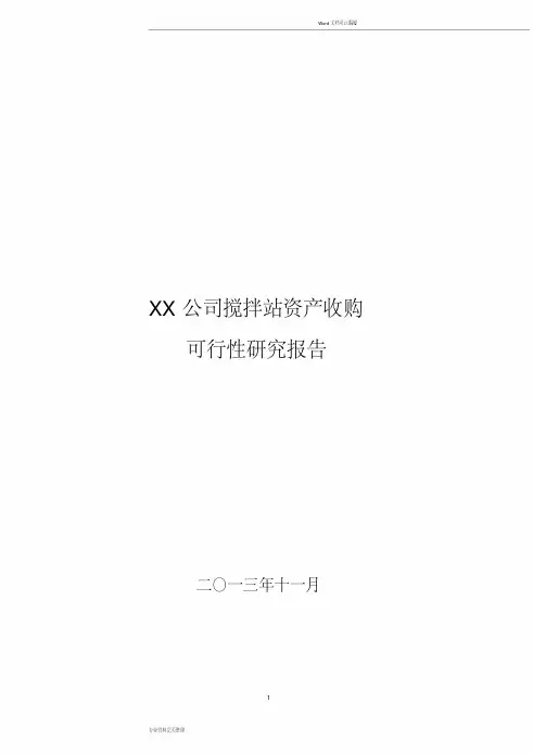 关于天XX项目资产收购的可行性研究报告