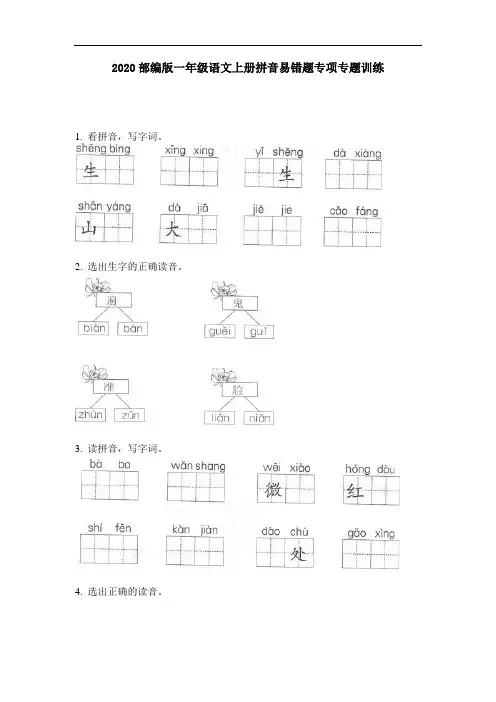 2020部编版一年级语文上册拼音易错题专项专题训练