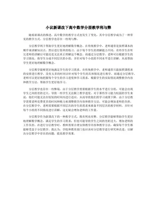 小议新课改下高中数学分层教学利与弊
