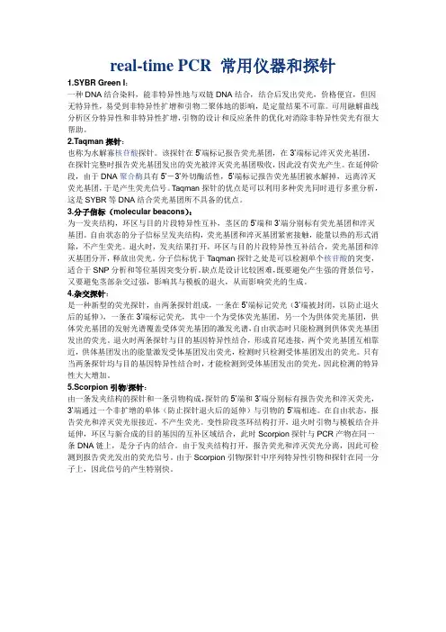 real-time PCR 常用仪器和探针