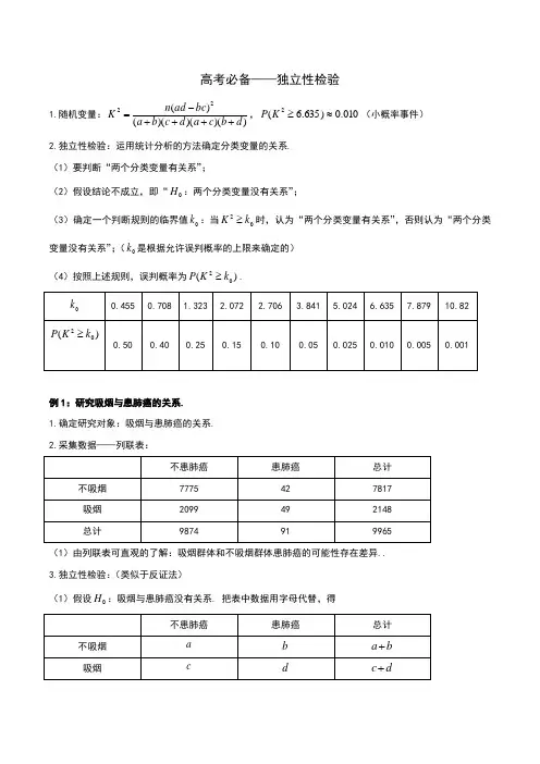 高考必备——独立性检验-独立性检验