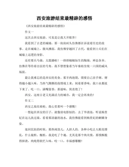 西安旅游结束最精辟的感悟