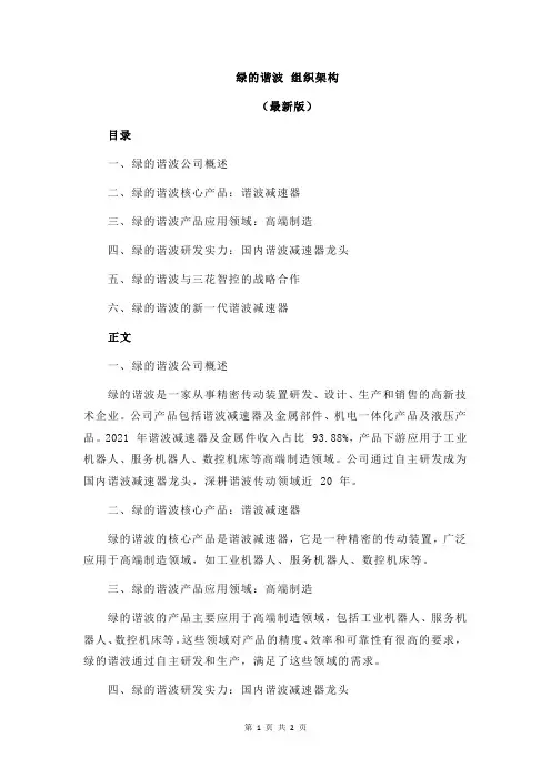 绿的谐波 组织架构