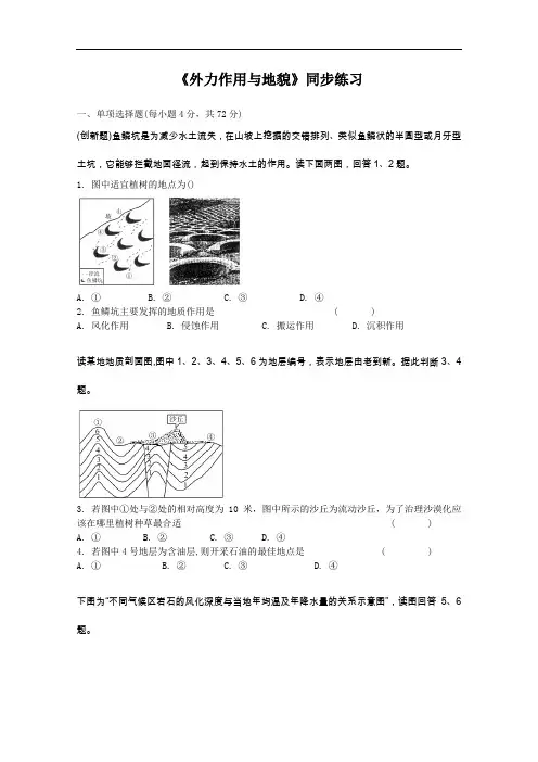【高中地理】外力作用与地貌同步练习 通用
