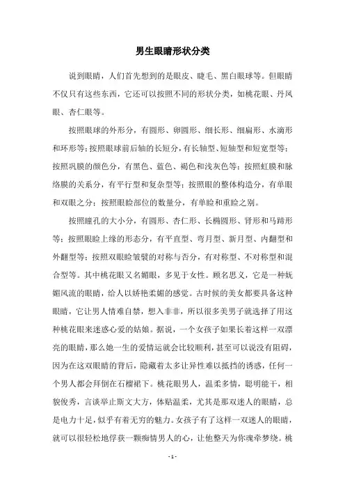 男生眼睛形状分类