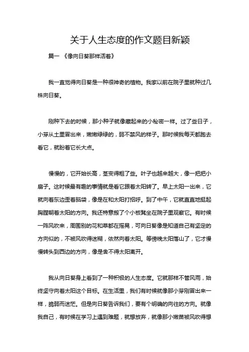 关于人生态度的作文题目新颖