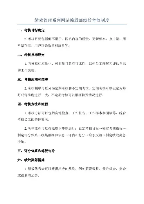 绩效管理系列网站编辑部绩效考核制度