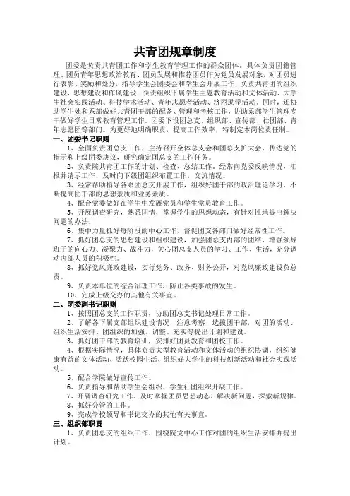 共青团规章制度