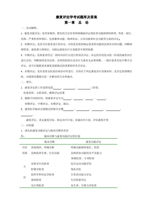 康复评定学考试题库及答案(3)