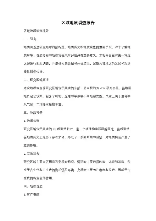 区域地质调查报告