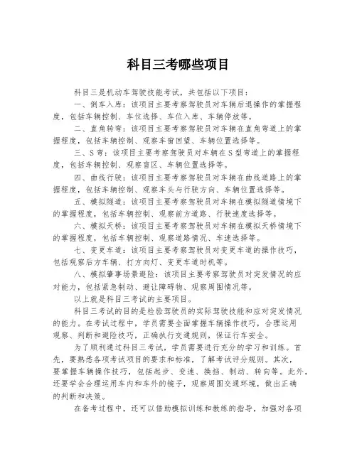 科目三考哪些项目