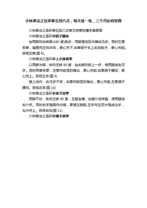 少林拳法之连环拳五到八式，每天练一练，三个月后有惊喜
