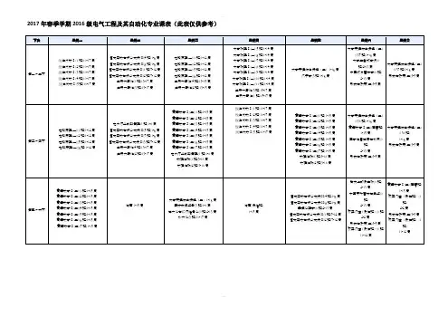 2017年春季学期2016级电气工程及其自动化专业课表此表