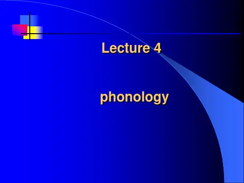Lecture 4 Phonology