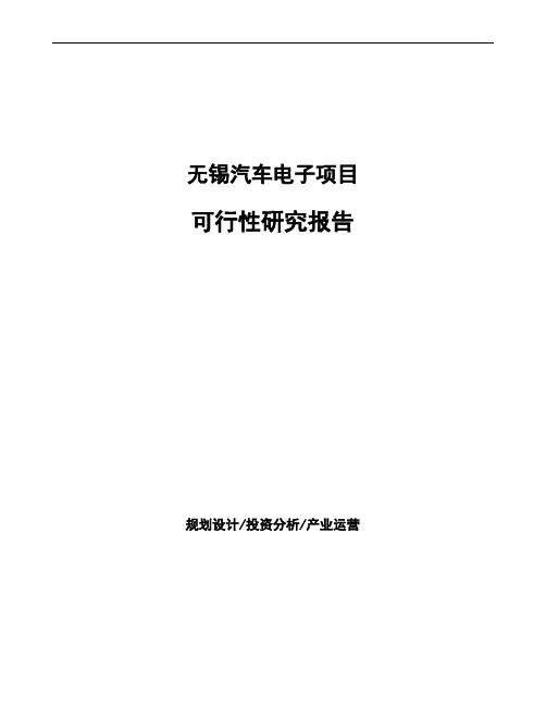 无锡汽车电子项目可行性研究报告