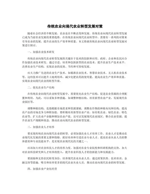 传统农业向现代农业转型发展对策