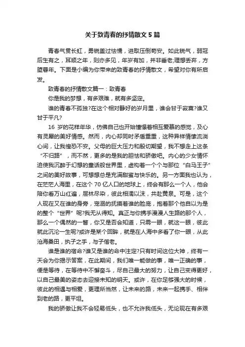 关于致青春的抒情散文5篇