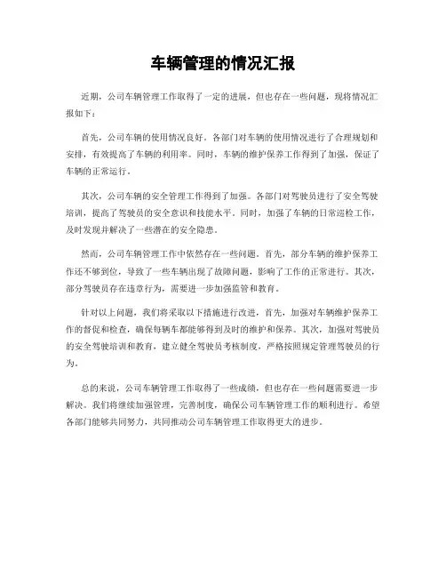 车辆管理的情况汇报