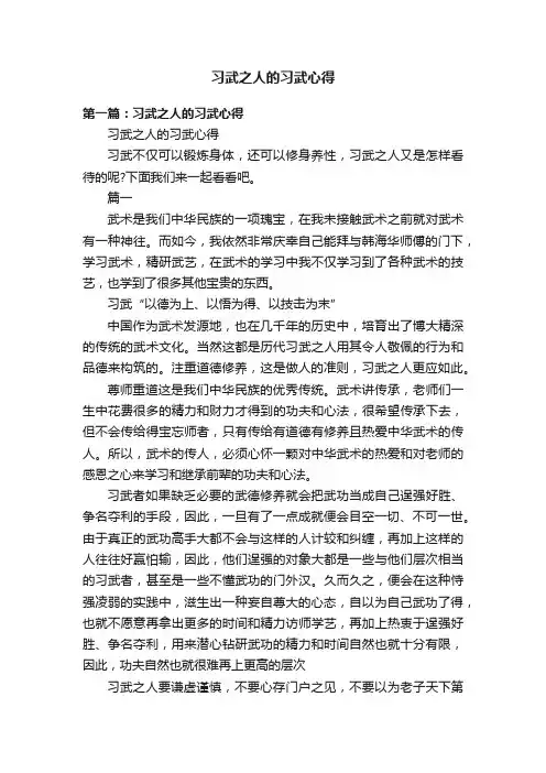 习武之人的习武心得
