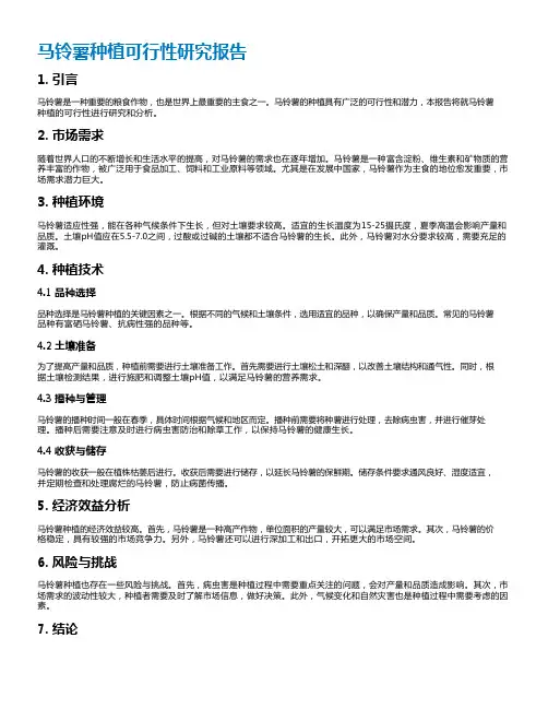 马铃薯种植可行性研究报告