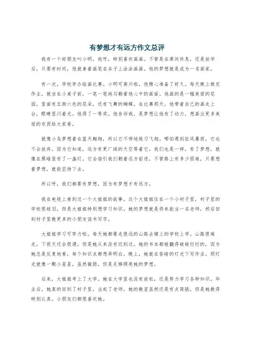 有梦想才有远方作文总评