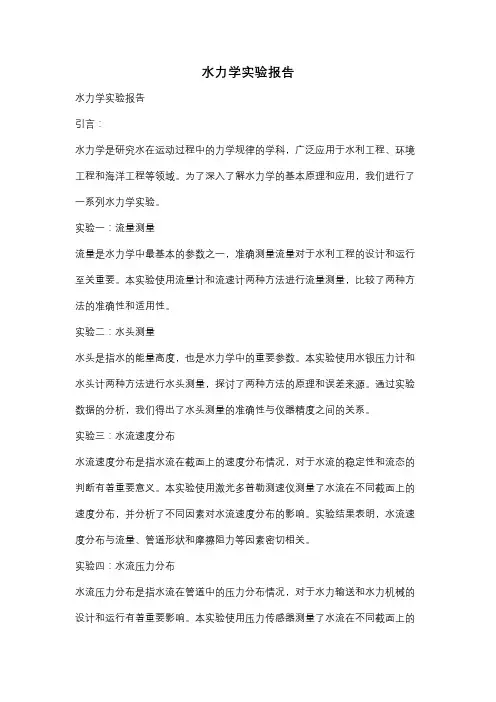 水力学实验报告