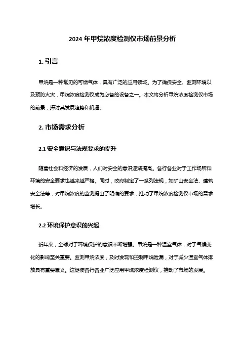 2024年甲烷浓度检测仪市场前景分析