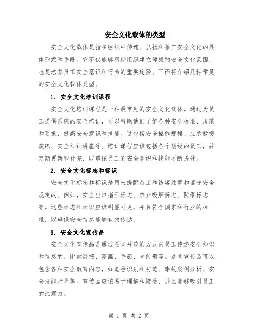 安全文化载体的类型