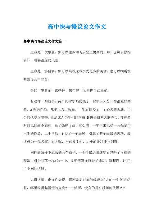 高中快与慢议论文作文