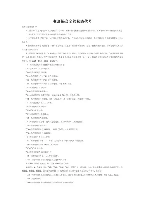 铝合金的状态代号
